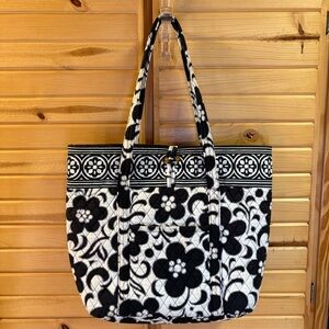 Vera Bradley Large Tote Bag With Toggle Closure, Night & Day Pattern
